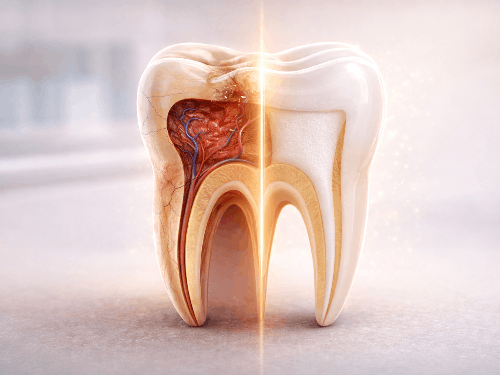 Sonrisa saludable después de una endodoncia exitosa